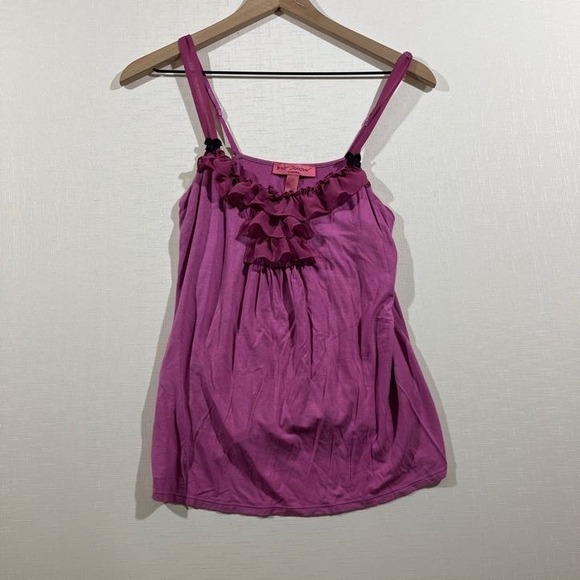 Betsey Johnson Tops - Betsey‎ Johnson Intimates Cami Top M Women's Purple Coquette Y2K Ruffle Babydoll
